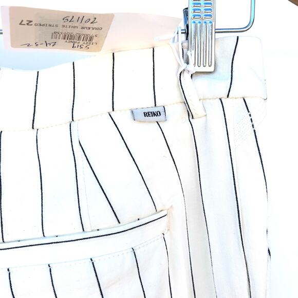 New Anthropologie Reiko Cigarette Fit Lizzy Fancy Pants White Striped 27 - Picture 9 of 11